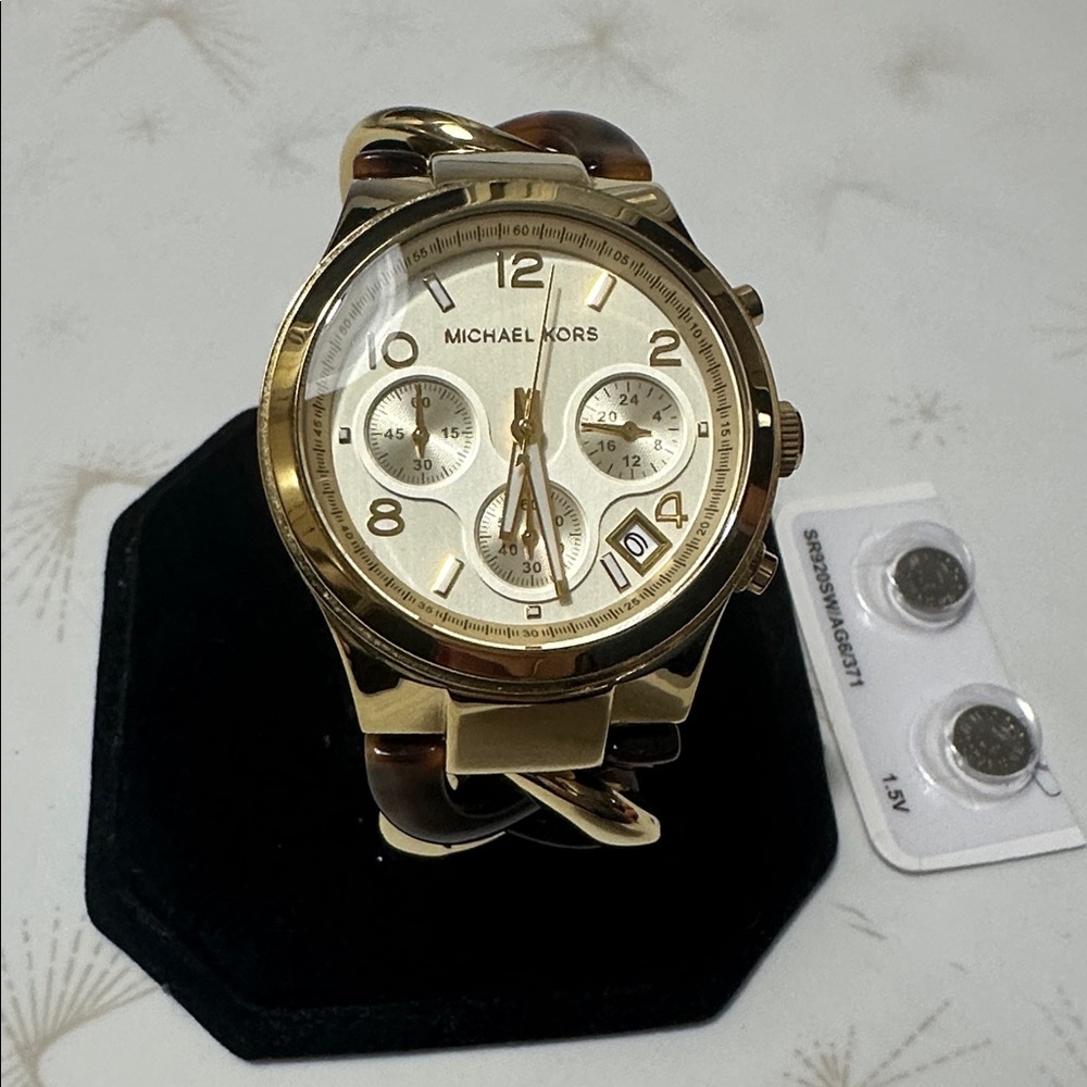 Michael Kors Gold and Brown Chain-Link Women's Watch